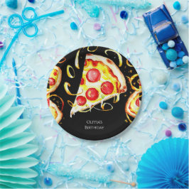 Prato De Papel Boho Whimsical Pizza Birthday