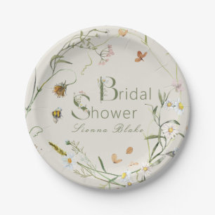 Prato De Papel Boho Wildflower Beige Chá de panela