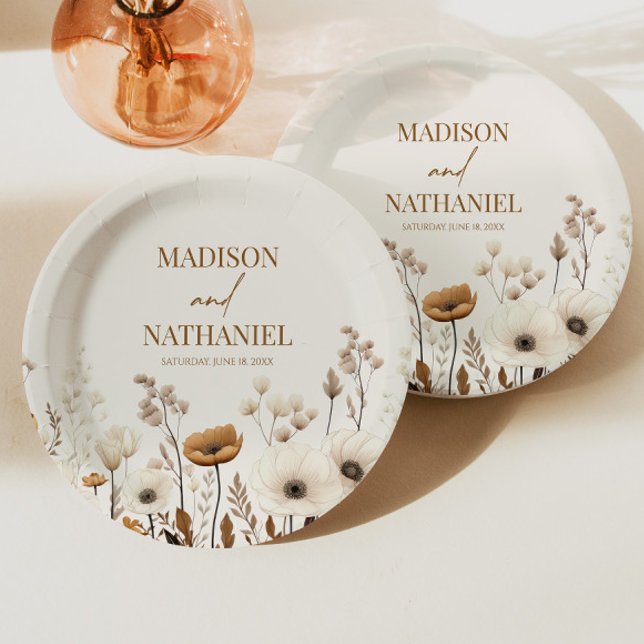 Prato De Papel Boho Wildflower Fllower Floral Casamento (Criador carregado)