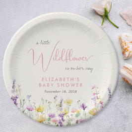 Prato De Papel Boho Wildflower Watercolor Baby Shower