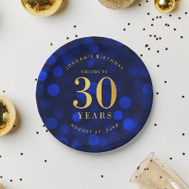 Prato De Papel Bokeh Azul Safira Vivas aos 30 Anos de Aniversário