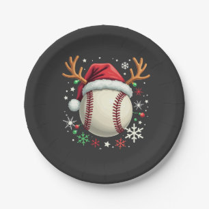 Prato De Papel Bola de Baseball com Cavalos de Reindeer e Natal