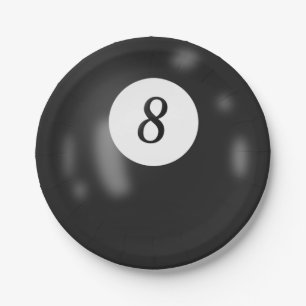 Prato De Papel Bola de bilhar número 8