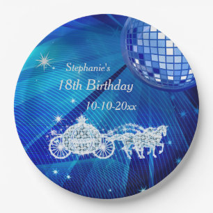 Prato De Papel Bola de Disco, Princesa Carruagem & Cavalos Aniver