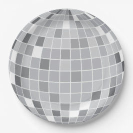 Prato De Papel Bola de Discoteca Prateada Retro Elegante