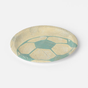 Prato De Papel Bola de Futebol Azul Pastel de Chariklia Zarris