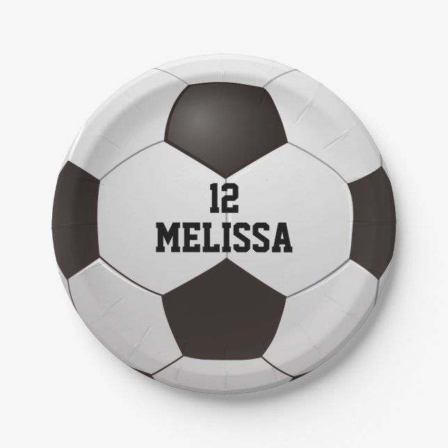 Prato De Papel Bola de Futebol com Nome Personalizado (Frente)