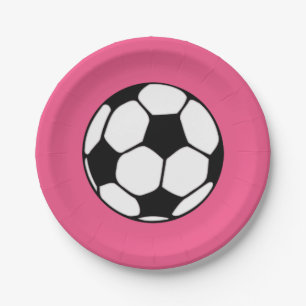 Prato De Papel Bola de Futebol Rosa Festa de Aniversário de Menin