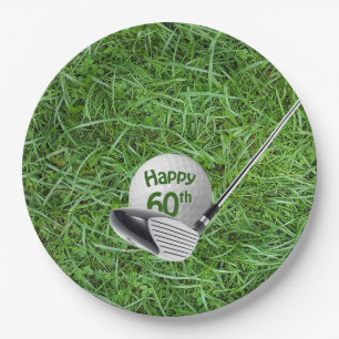 Prato De Papel Bola de Golfe de 60.º aniversário e Placa de Pap