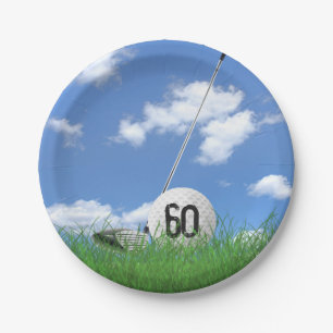 Prato De Papel Bola de golfe e clube para o 60th aniversário