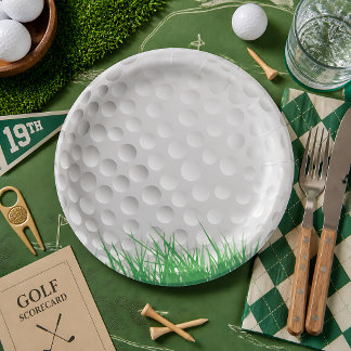 Prato De Papel Bola de Golfe na Grama