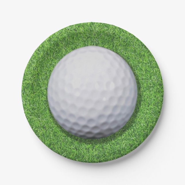 Prato De Papel Bola de golfe na grama (Frente)