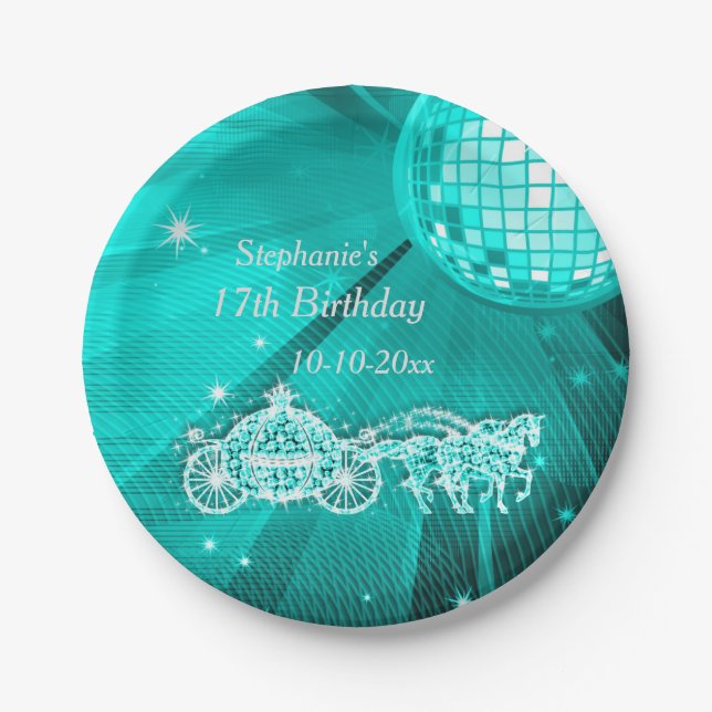 Prato De Papel Bola do disco, princesa Treinamento & aniversário (Frente)