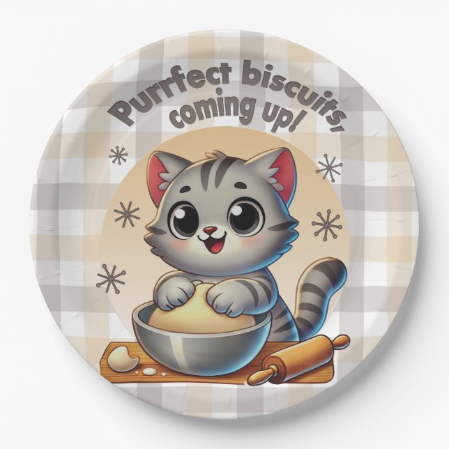 Prato De Papel "Bolachas Puras, a subir" Gato de Conhecimento (Frente)