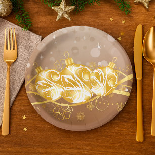 Prato De Papel Bolas De Natal E Placas De Papel De Tinsel