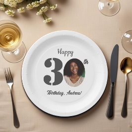 Prato De Papel Bold 30th Birthday Party Photo