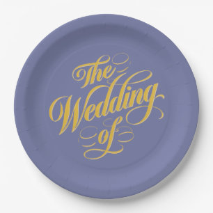 Prato De Papel Bold Blueberry No Casamento Da Tipografia Sunshine