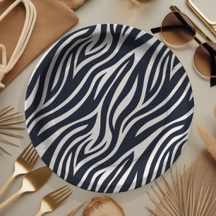 Prato De Papel Bold Zebra Skin Pattern Black & White ID1151