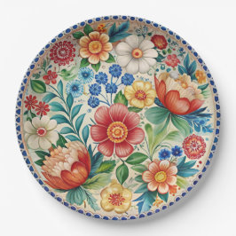 Prato De Papel Boleslawiec Polonês, Placa de Papel Floral
