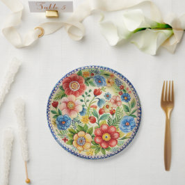 Prato De Papel Boleslawiec Polonês, Placa de Papel Floral