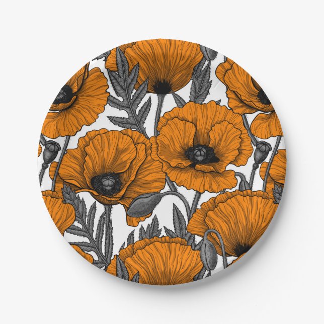 Prato De Papel Bolhas de laranja em branco (Frente)