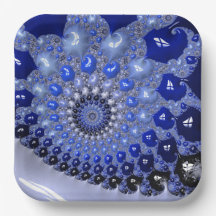 Bolhas Fractais Abstratas em Ombre Azul