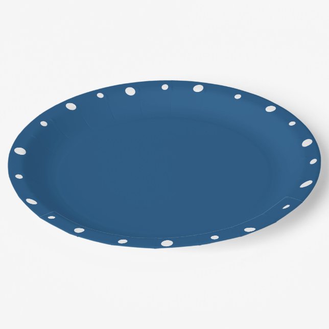 Prato De Papel Bolinhas Azul Azul bonito (Inclinado)