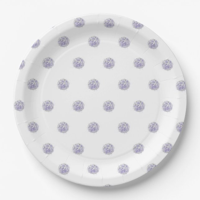 Prato De Papel Bolinhas azul de  de Lavanda do Padrão Chic Cute (Frente)