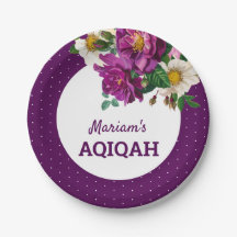 Bolinhas florais roxas modernas Aqiqah