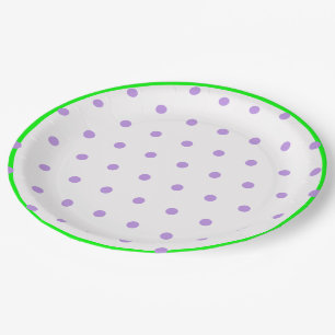 Prato De Papel Bolinhas Geométricas Verde Roxo