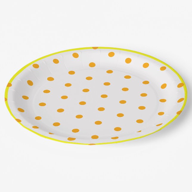 Prato De Papel Bolinhas laranja amarelas (Inclinado)