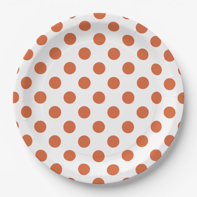 Prato De Papel Bolinhas laranja queimadas (Frente)