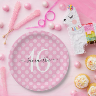 Prato De Papel Bolinhas personalizada doce 16