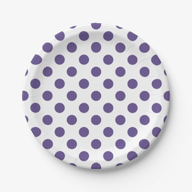 Prato De Papel Bolinhas ultravioletas em branco (Frente)