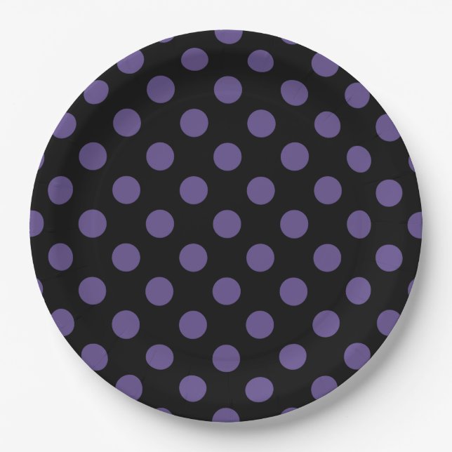 Prato De Papel Bolinhas ultravioletas em preto (Frente)