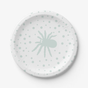 Prato De Papel Bolinhas Verde Confetti com Aranha Spooky