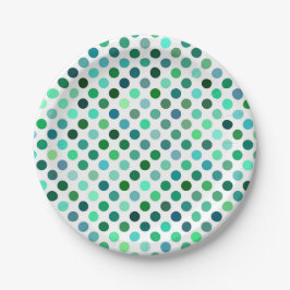 Prato De Papel Bolinhas verde e azul