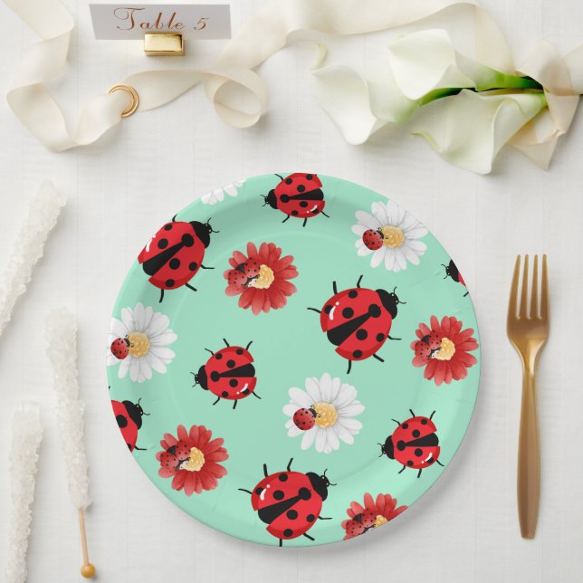 Prato De Papel Bolinhas vermelha-branca, floração de damybug, ver (Casamento)