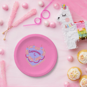 Prato De Papel Bolo Cardíaco do Capricórnio Zodiac Pastel
