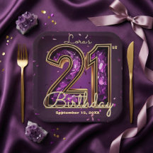 Bolo de 21 Anos Cristal de Ámora Roxa Dourado