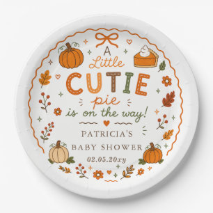 Prato De Papel Bolo de Abóbora Cutie Pie Churrasco de Bebê Neutro