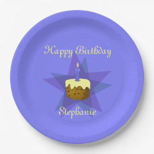 Prato De Papel Bolo de Aniversário com Um Ano de Monograma