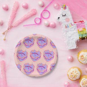 Prato De Papel Bolo de Aniversário Coração Coquette Capricórnio