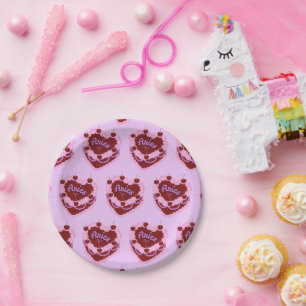 Prato De Papel Bolo de Aniversário Coração Coquette de Áries