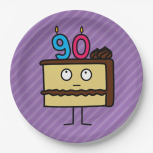 Prato De Papel Bolo de Aniversário de 90 com Velas