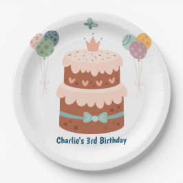 Prato De Papel Bolo de aniversário de Pastel com balões