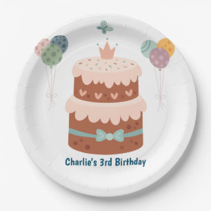 Prato De Papel Bolo de aniversário de Pastel com balões