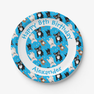 Prato De Papel Bolo de Aniversário do Little Boy Blue Buldogs