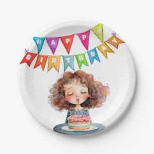 Prato De Papel Bolo de Aniversário Feliz