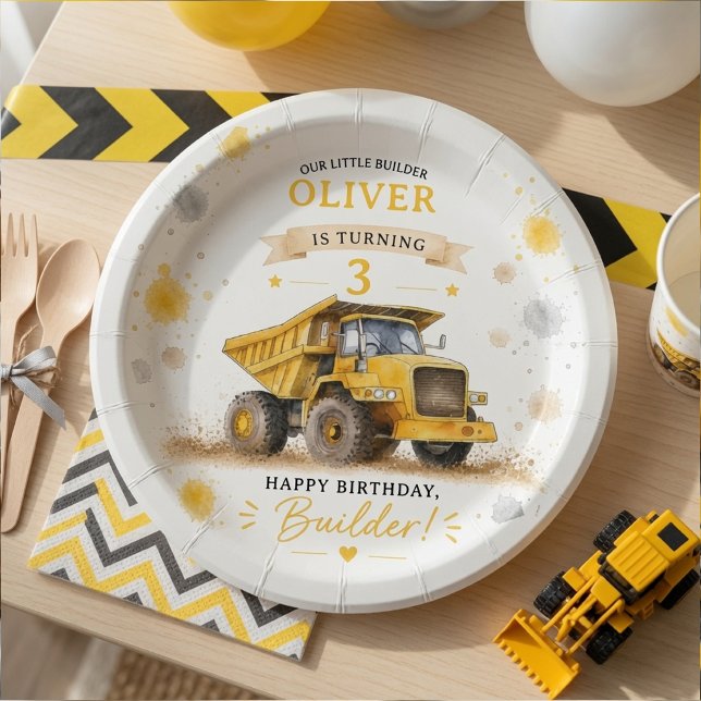 Prato De Papel Bolo de Aniversário Personalizado com Caminhão de  (Criador carregado)